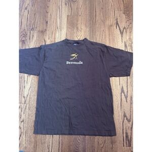 Pirana Joe T-Shirt Black Bermuda Piranha Logo Sz XL 100% Cotton
